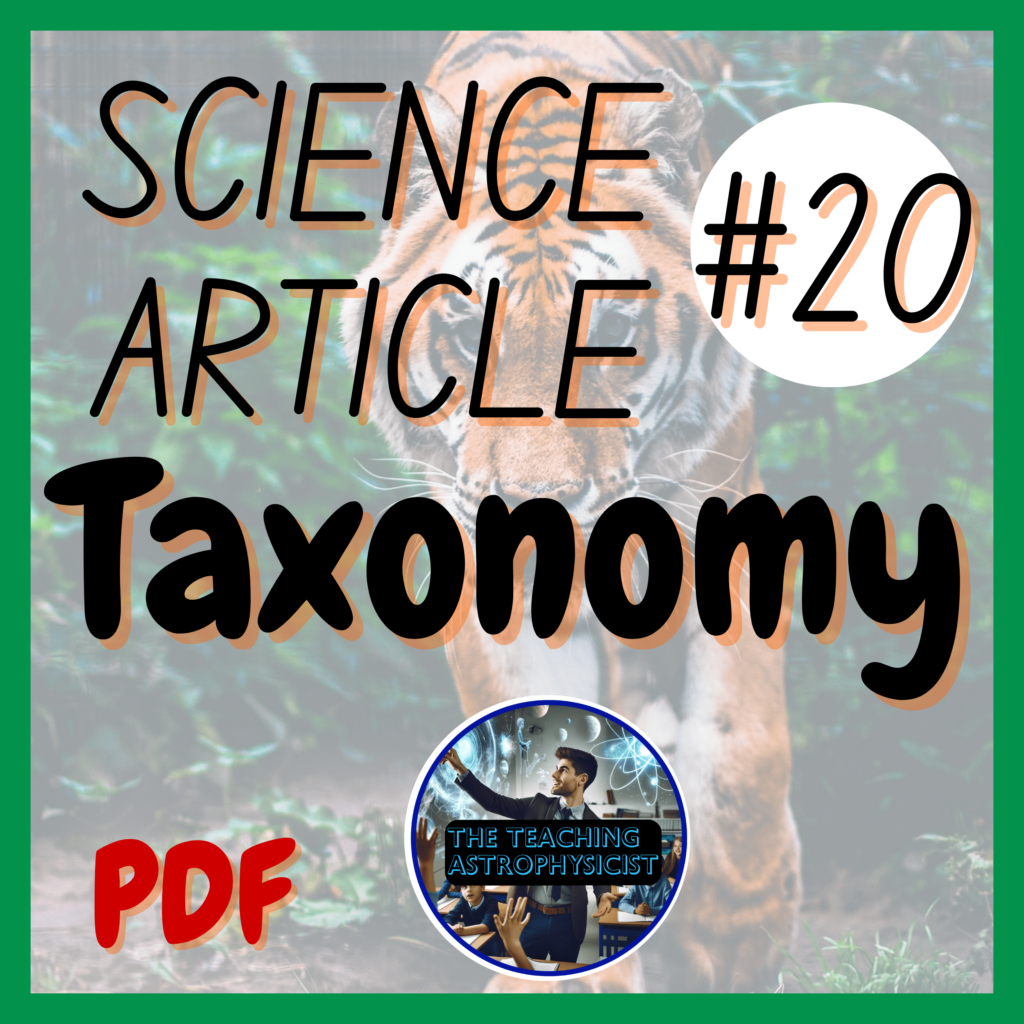 Taxonomy Science Article #20 | Biology Reading / Literacy ...