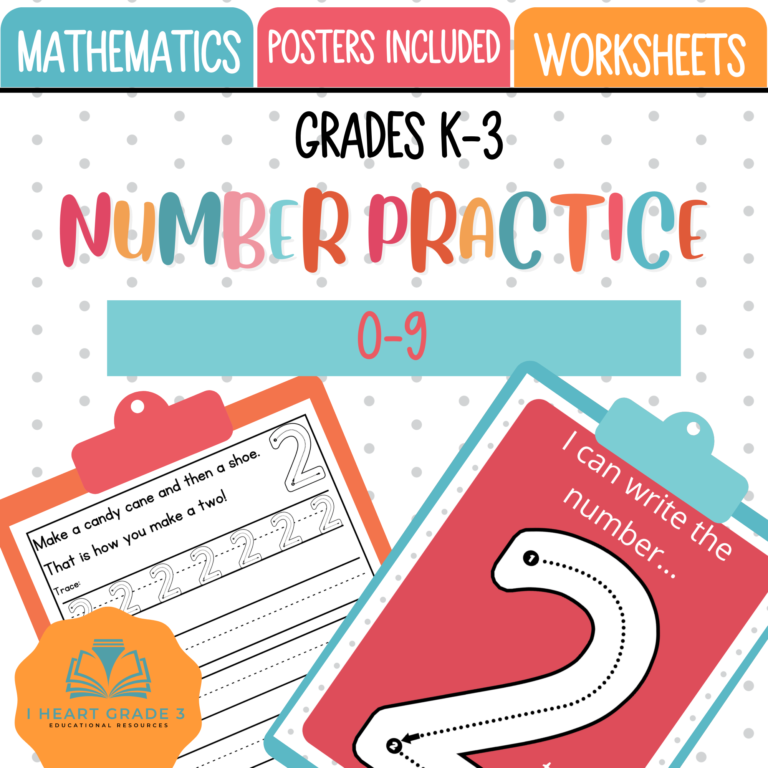 Numbers Posters and Practice: 0-9