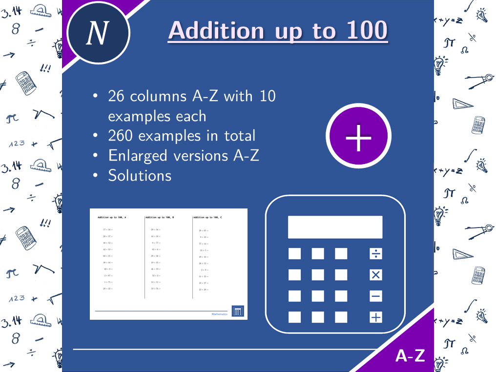 Addition up to 100 | math | 26 columns - TeachersTrading.com