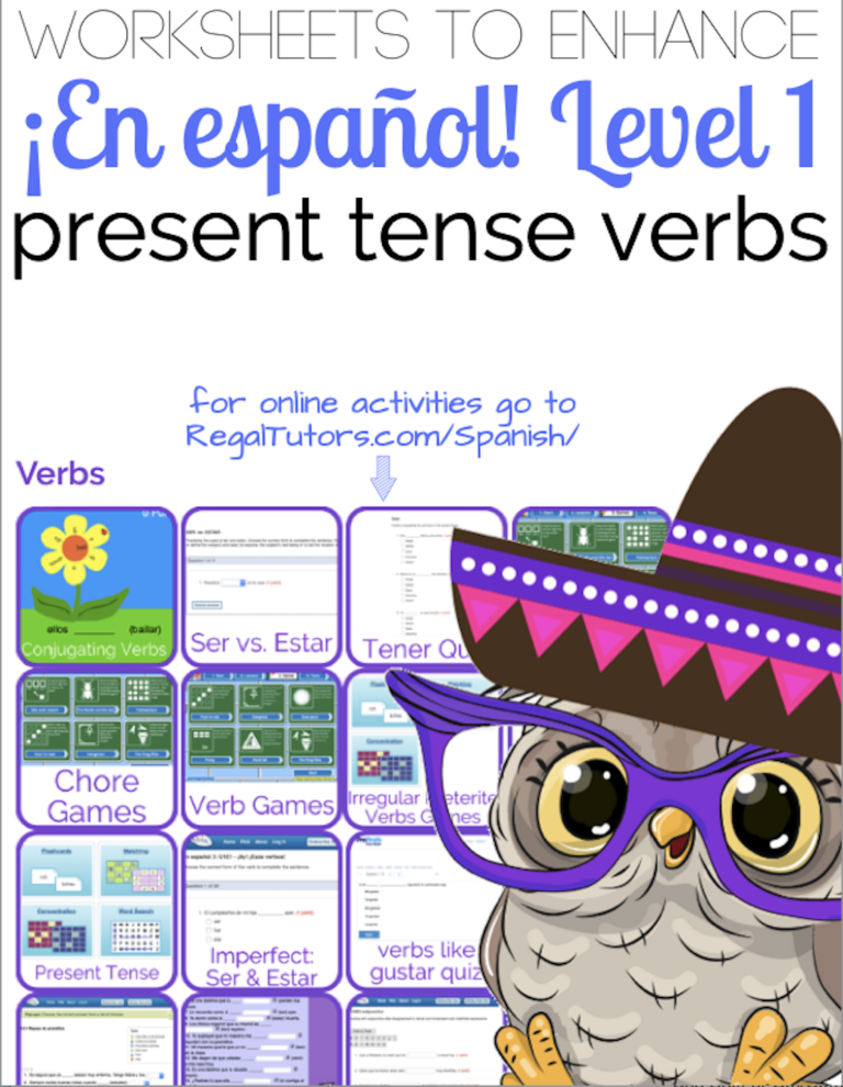 Spanish Present Tense Verb Practice (¡En epsañol! Level 1)