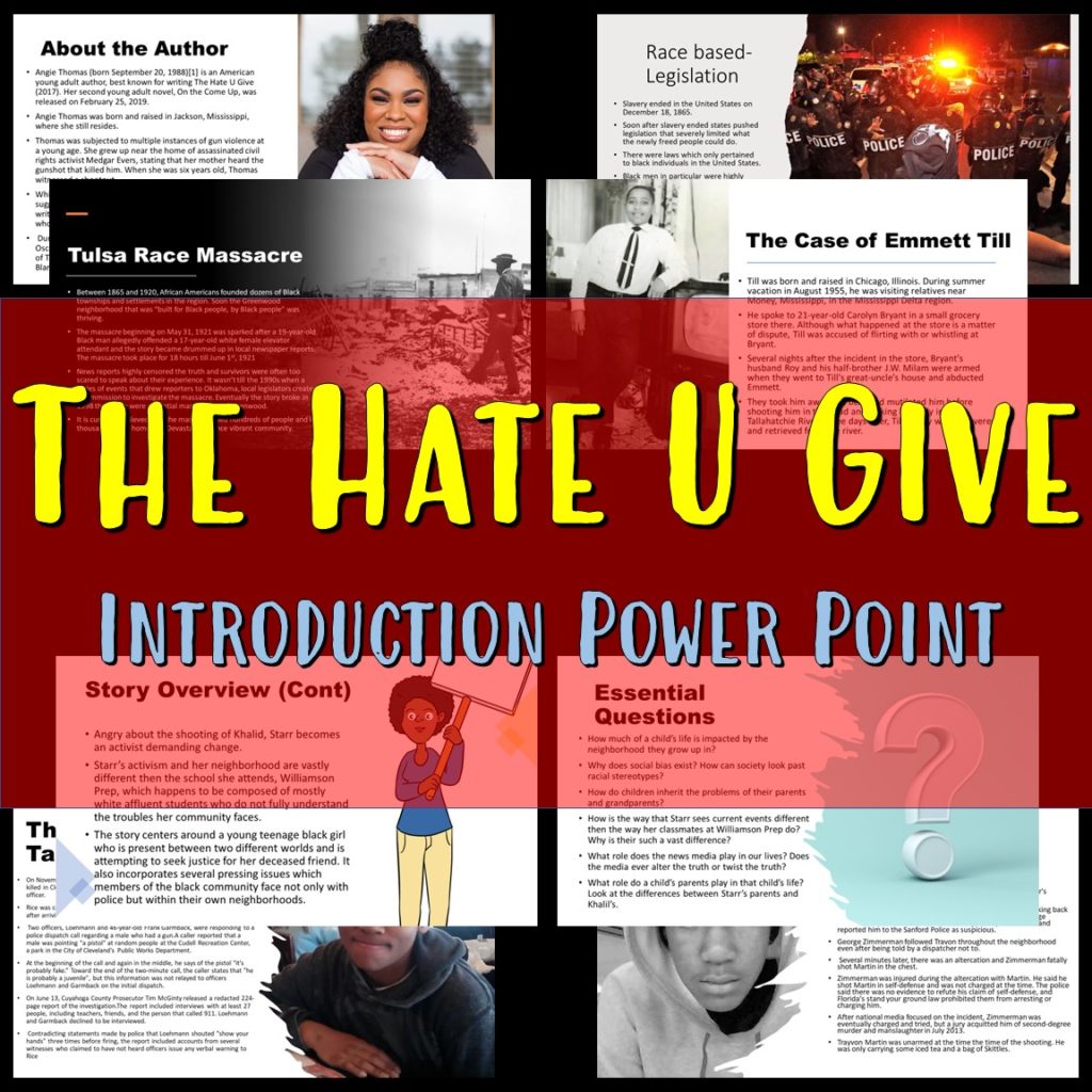 The Hate U Give Introduction Power Point - TeachersTrading.com