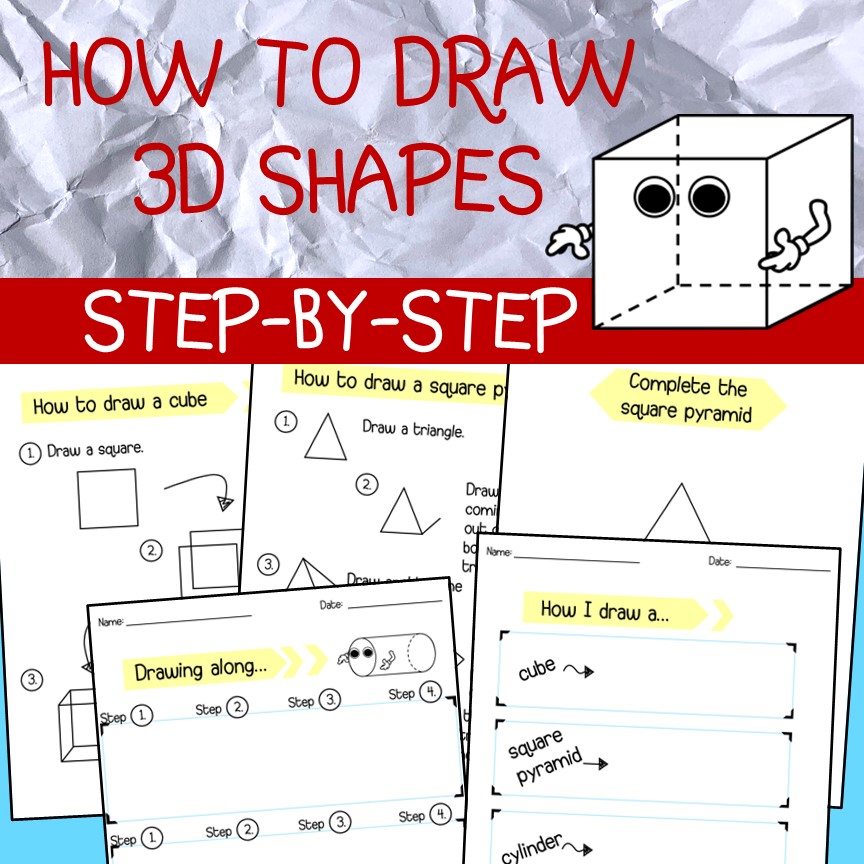 3D shapes drawing tutorial-1squs54 | OK Math and Reading Lady